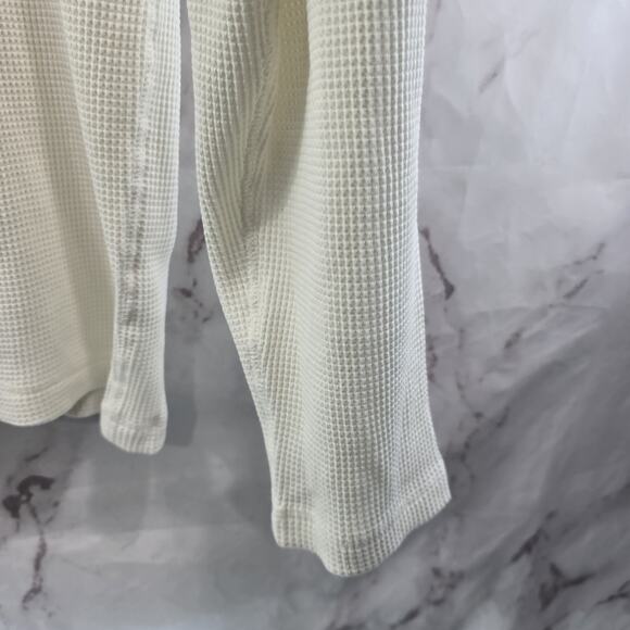 Everlane Shirt Mens Large Waffle Long Sleeve Crew Organic Thermal Cream Bone - Picture 4 of 10